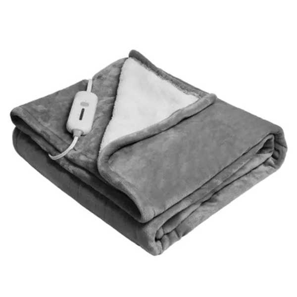 Lukasa Heated Throw Blanket Reversible Sherpa/Flannel Electric Blankets,Machine Washable,ETL Certified,3 Setting Levels 4 Hours Auto-Off, 50" x 60" (Gray)