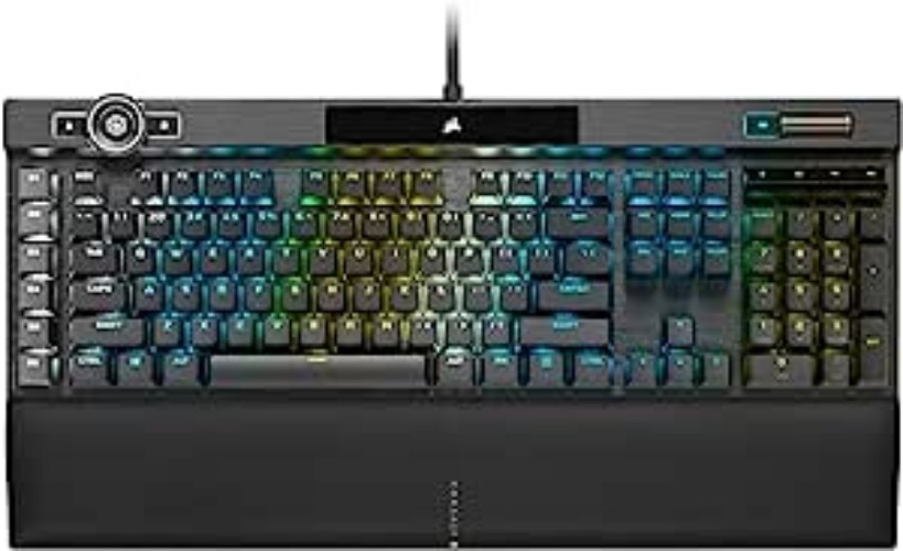 Corsair K100 RGB Optical-Mechanical Gaming Keyboard - Corsair OPX RGB Optical-Mechanical Keyswitches - AXON Hyper-Processing Technology for 4X Faster Throughput - 44-Zone RGB LightEdge - K100 OPX Optical Switches