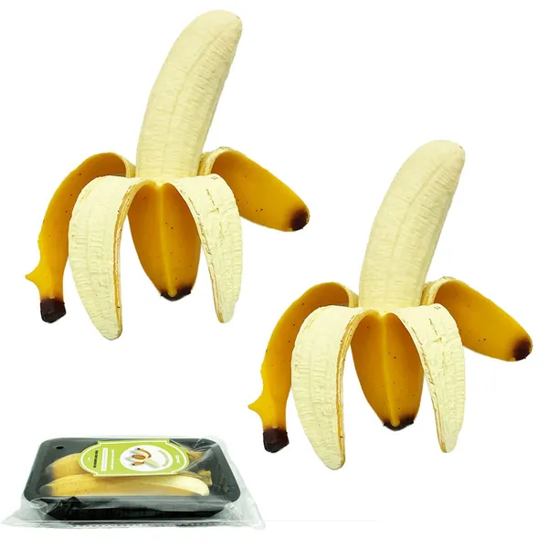 Pack of 2 Squishy Banana Toys Simulation Banana Squishy Squeeze Toys, Eutreec Super Soft Stress Relief Spotted Peeled Banana Party Favors for Kids Toy for Boys Girls Adults April Fool's Day - Peeled Banana 2pcs