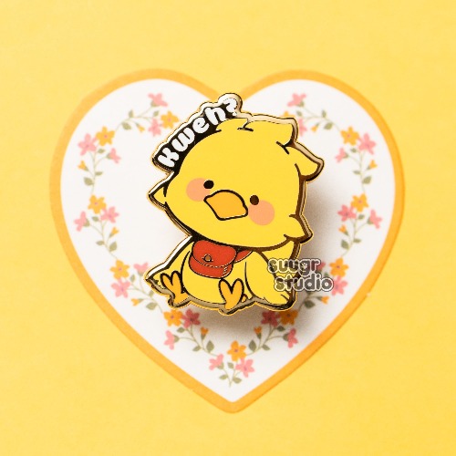 FF Derpy Chocobird Hard Enamel Pin - [B Grade] / Simple Rubber Back