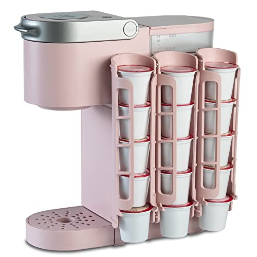 STORAGENIE Coffee Pod Holder for Keurig K-cup, Side Mount K Cup Storage, Perfect for Small Counters(Pink) - 3 Rows/For 15 K Cups - Pink