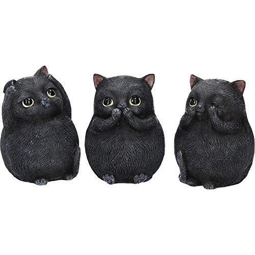 Nemesis Now Three Wise Fat Cats 8.5cm Figurine, Resin, Black