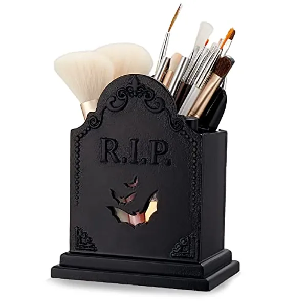 Gueevin Tombstone Gothic Makeup Brush Holder, Black, Unisex