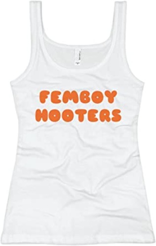 FunnyShirts.org Femboy Hooters Tank Top: Ladies Slim Fit Tank Top - XX-Large White