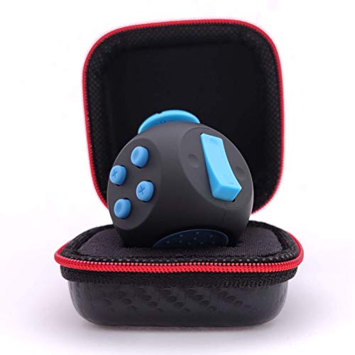 PILPOC theFube Fidget Cube - Deluxe Authentic Fidget Toys for Adults & Kids - Premium Protective Case, Stress Cube, Anxiety Toys, ADHD, OCD, Autism. Quiet Sides & Fidget Clicker Toy (Black & Blue) - Black & Light Blue