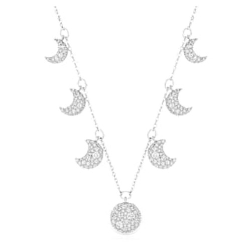 Sublima choker, Moon, White, Rhodium plated by SWAROVSKI