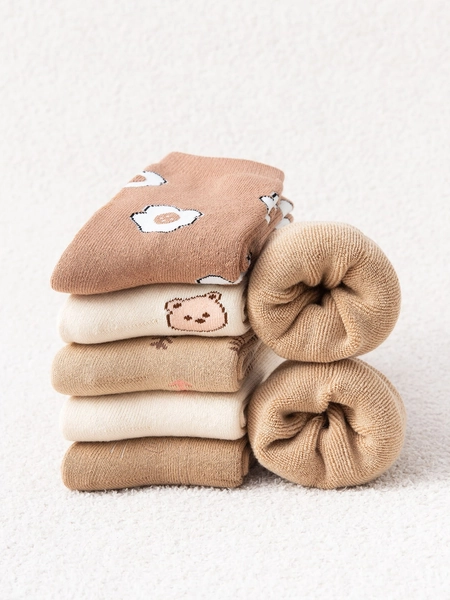 6 pares de meias com estampa de urso