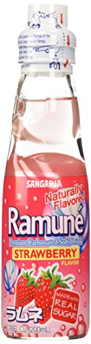 Sangaria Ramune Marble Soft Drink Strawberry Flavor 6 Pack - Strawberry - 6.76 Fl Oz (Pack of 6)