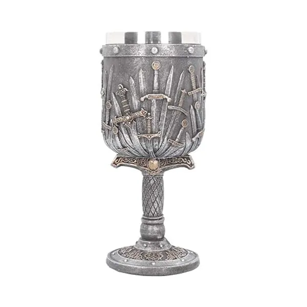Nemesis Now Sword of the King Goblet 20cm Silver, Resin w/stainless steel insert, One Size