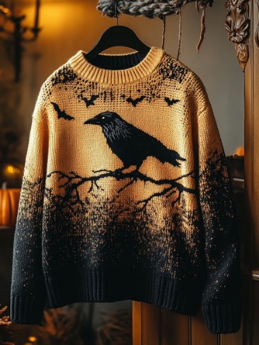 Gothic Halloween Crow Art Sweater