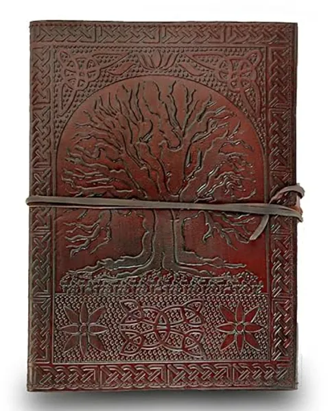 Jaald Handmade Large 10" Embossed Leather Journal Celtic Tree of Life Blank Personal Diary Notebook refillable Gift - M - vintage