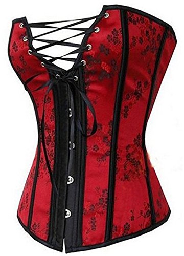 Kelvry Womens Waist Cincher Lace up Boned Basque Corset Shapewear Red Plus Size - 20-22 Red-cc