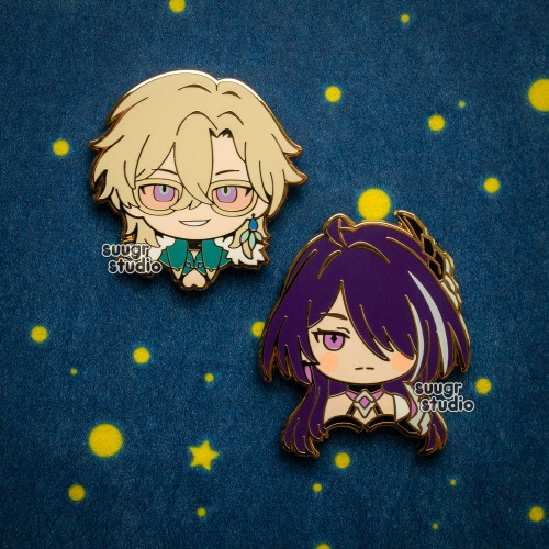 HSR Aventurine and Acheron Honkai Star Rail Hard Enamel Pin - Set of Both / [A Grade] / Locking Clasps