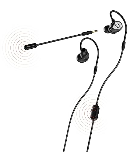 SteelSeries Tusq - In-Ear Mobile Gaming Headset – Dual Microphone With Detachable Boom Mic – Ergonomic Suspension Design Earphones – For Mobile - Tusq Mobile - Wired - Black