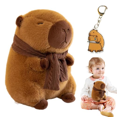 Ninnyi 23 cm Capybara Plush Teddy, Cute Realistic Soft Stuffed Capybara Toy with Capybara Keychain