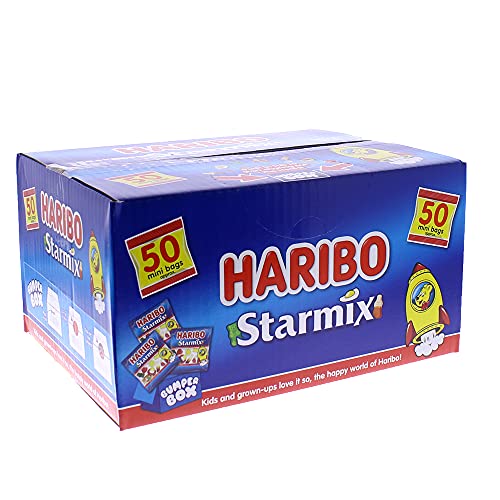 HARIBO Starmix Bumper Box 50 x 16g Mini Bags Party Multipack 800g - Mixed-Fruit - 50 Count (Pack of 1)