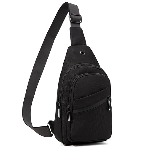 Small Crossbody Sling Bag Sling Backpack, Chest Bag Daypack Backpack Cross Body Bag for Travel Outdoors Hiking - Dark Black