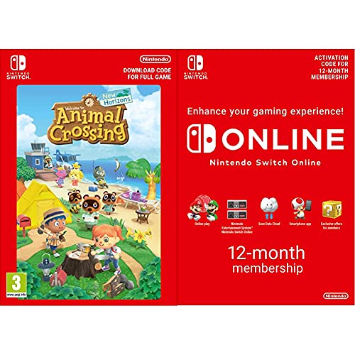 Animal Crossing: New Horizons Standard | Nintendo Switch - Download Code & Switch Online Membership - 12 Months | Switch Download Code