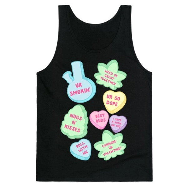 Weed Candy Hearts Pattern Tank Tops | LookHUMAN