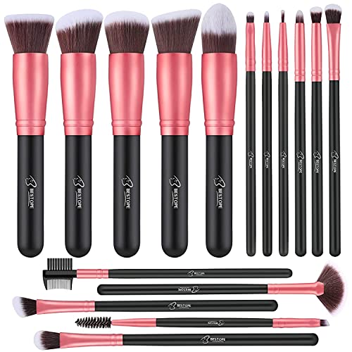 Makeup Brushes Makeup Brush Set - 16 Pcs BESTOPE PRO Premium Synthetic Foundation Concealers Eye Shadows Make Up Brush,Eyeliner Brushes(RoseGold) - Black RoseGold - 16 Piece Set