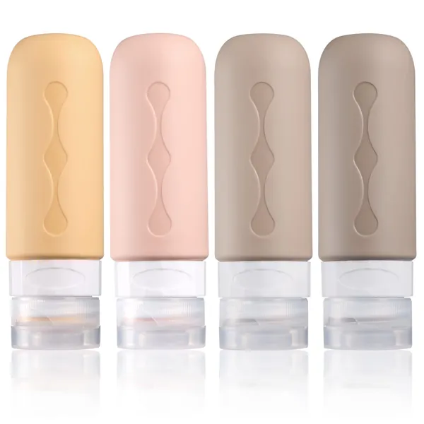 Gemice Travel Bottles for Toiletries Tsa Approved Travel Size Containers BPA Free Leak Proof Travel Tubs Refillable Liquid Travel Accessories for Cometic Shampoo and Lotion Soap - Apricot