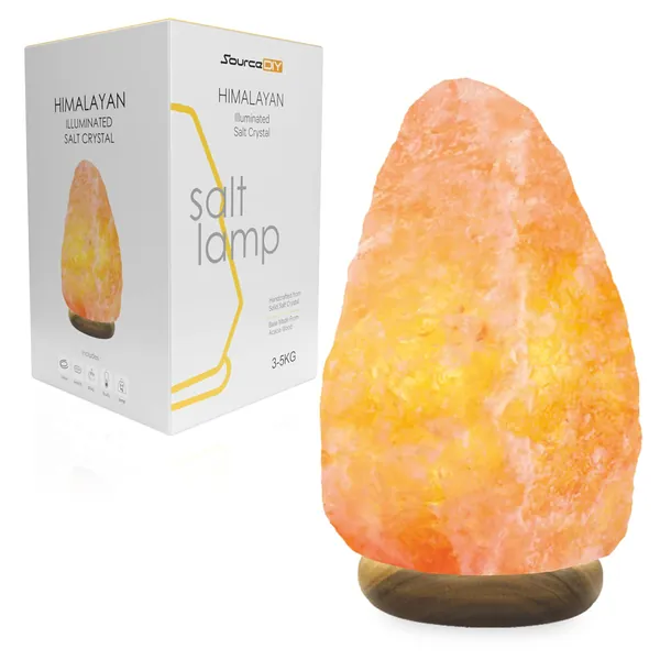 3-5 Kg Salt Lamp- Pink Himalayan Crystal Light Home Décor Accessory with Button Control and British Style Electric Plug Fine Quality Relaxation Gifts for Women & Men [Energy Class E]