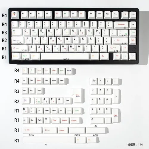 Keycaps PBT Dye Sub Korean Root - Pastel Rainbow