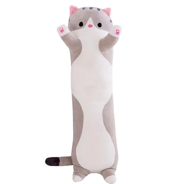 Aslion Cute Plush Cat Doll Soft Stuffed Small Cat Pillow Doll Toy Gift for Kids Girlfriend (Gray, 90cm)