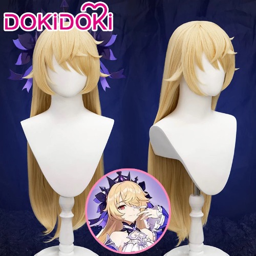 【Shoes Ready For Ship】DokiDoki Game Genshin Impact Cosplay Fischl Cosplay Wig / Shoes Ein Immernachtstraum Long Blonde | Wig Only-PRESALE