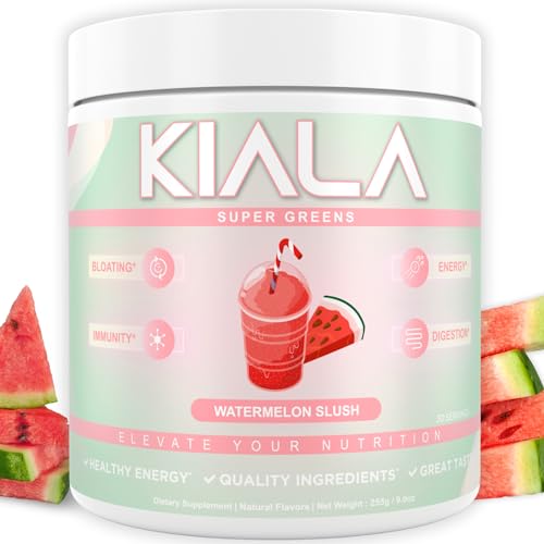 Kiala Nutrition Super Greens - Organic Greens Powder to Reduce Bloat, Support Gut Health, Boost Immunity, Healthy Digestion for Women - Antioxidant Support - Spirulina - Chlorella - Tropical Splash - Tropical Splash