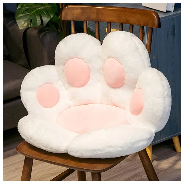 ELFJOY Comfy Chair Cushion Plush Cat Paw Cushion Lazy Sofa Seat Cushion Cozy Floor Cushion Seat Pillow Gift for Girl (70*60cm, White) - 70*60cm 1 - White