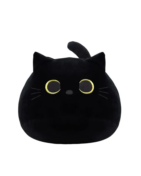 Black Cat Plush Toy 16'' Black Cat Pillow,Soft Plush Doll Cat Plushie Cat Pillow,Stuffed Animal Soft Plush Pillow Baby Plush Toys Cat Shape Design Sofa Pillow Decoration Doll (B) - Black