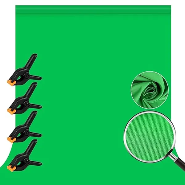 Greenscreen, 3x3m/9.8ftx9.8ft Green Screen mit 4 Leimzwinge für Fotografie, Orthland Fotohintergrund Faltbarer für Fotostudio, Video, Modefotografie, Hochzeiten, Partys und Geburtstage - 3m x 3m / 9.8 ft x 9.8 ft - Grün