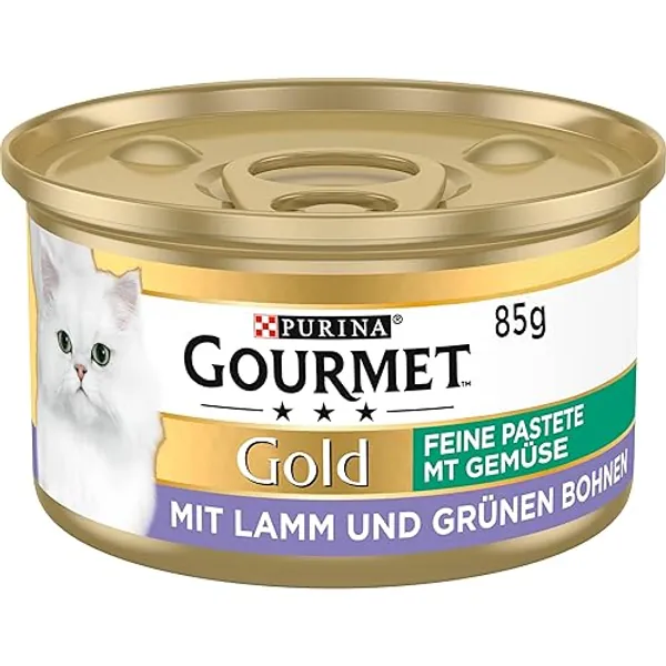 Gourmet PURINA GOURMET Gold Feine Pastete mit Gemüse Katzenfutter nass, mit Lamm und grünen Bohnen, 12er Pack (12 x 85g) - Lamm und grüne Bohnen