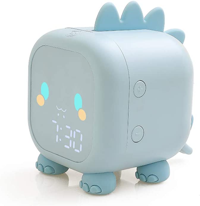 EZYBUY Kids Dinosaur Alarm Clock Boys Blue Alarm Clocks with Night Light Digital Alarm Clock for Kids Boy Children - Blue