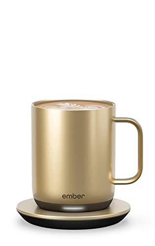 Ember Temperature Control Smart Mug 2, 10 Oz, App-Controlled Heated Coffee Mug with 80 Min Battery Life and Improved Design, Gold - 10 oz - Gold
