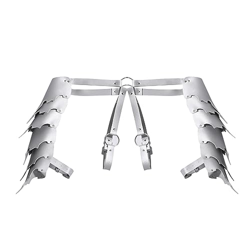 YiZYiF Mens Faux Leather Body Chest Harness Belt Shoulder Armors Masquerade Cosplay Lingerie Party Costume Accessory - Silver L - One Size