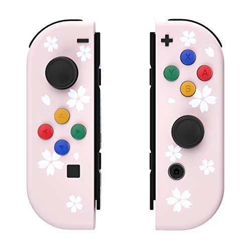 eXtremeRate Cherry Blossoms Petals Patterned Joycon Handheld Controller Housing with Coloful Buttons, Replacement Shell Case for Nintendo Switch & Switch Oled Joy-Con – Joycon and Console NOT Included - Cherry Blossoms Petals