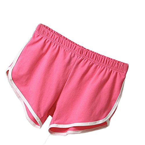 Soly Tech Women Summer Sports Shorts Gym Workout Waistband Skinny Shorts Pants - Medium - Pink
