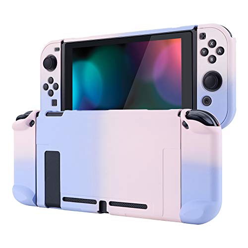 eXtremeRate PlayVital Back Cover for Nintendo Switch Console, NS Joycon Handheld Controller Separable Protector Hard Shell, Soft Touch Protective Case for Nintendo Switch - Gradient Pink Violet - Gradient Pink Violet