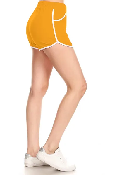 Leggings Depot Mid-Rise Fashion Shorts with Pockets - Fashion Shorts-dark Yellow Small