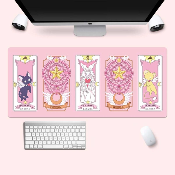 Sailor Moon Gaming Mouse Pad Cardcaptor Sakura Large Desk Mat Kawaii Desk Accessories Cute Mouse Mat - K