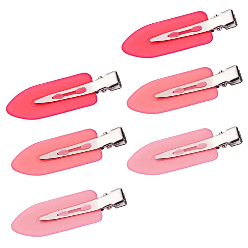 6Pcs No Bend Hair Clips- No Crease Hair Clips Styling Duck Bill Clips No Dent Alligator Hair Barrettes for Salon Hairstyle Hairdressing Bangs Waves Woman Girl Makeup Application (Pink) - Pink(6pcs)
