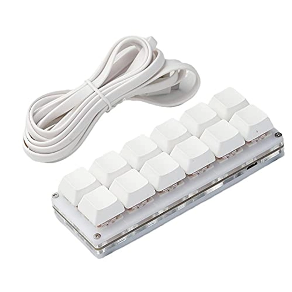 DQXY One-Handed Mechanical Keyboard with 12 Fully Programmable Keys Mini Gaming Keyboard USB Custimize DIY Keypad One for Game Media Player