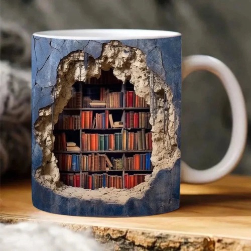 3D Bookshelf Coffee Mug - A