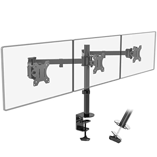 PUTORSEN Triple Monitor Mount,3 Monitor Desk Mount for 3 Screens up to 27 inches,Universal VESA Pattern 75x75 and 100x100