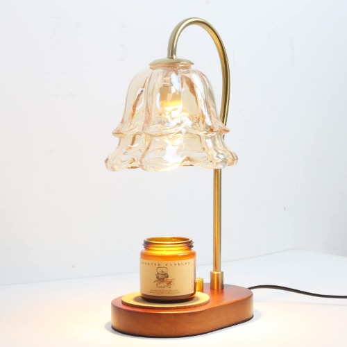 KOCONIC Candle Warmer Lamp,Halogen Lamp,Candle Light with Two Bulbs,Three Level Light Adjustment,Top-Down Candle Melting and Solid wood base for Home Decor