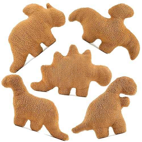 Lixzuch 5 Packs Dino Nugget Pillow Plush, Large Dinosaur Chicken Nugget Pillow Stuffed Animal Plush Toy, Dino Nugget Plush Dinosaur Theme Party Decoration Birthday for Kids Boys Girls - 5 Packs Dino - Medium