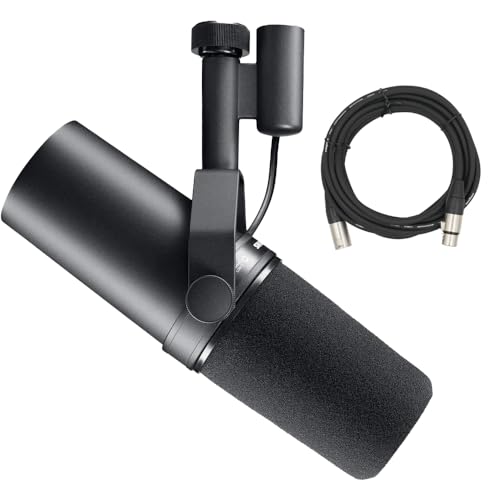 Shure SM7B Dynamic Vocal Microphone for Streaming, Podcast, & Recording with 20ft XLR Cable