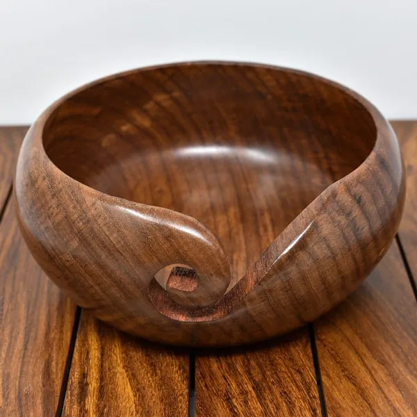 Ajuny Handmade Extra Large Wooden Yarn Bowl With Elegant Design - 